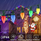 Couah C7 Christmas LED String Lights - 26Ft LED Vintage Multicolor Lights with 50 LED Colorful Bulbs, Outdoor String Lights for Christmas Party Backyard Wedding- Green Wire