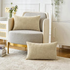 MIULEE Pack of 2 Beige Throw Pillow Covers 12x20 Inch Soft Pillow Covers for Sofa Living Room Couch Solid Dyed Cases