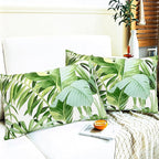 Decorative Throw Pillow Covers Set of 2 Green Leaves of Tropical Pillow Covers 12x20 inch Super Soft Short Plush Square Throw Pillows,Farmhouse Outdoor Pillow Covers for Couch Living Room
