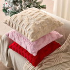 DFXSZ Christmas Pillow Covers 20x20 inch Set of 2 Beige Christmas Tree Elk Decoration Soft Plush Faux Fur Jacquard Throw Pillows for Bedroom Sofa Holiday Festivals Winter Home Decor PTK069C20