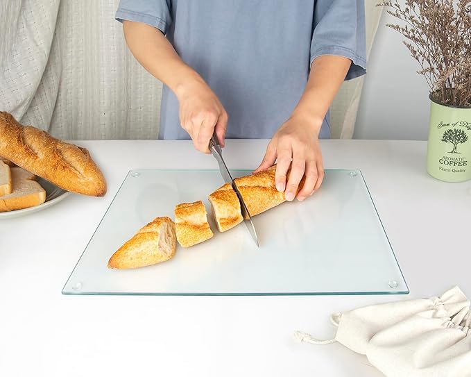 Glass Cutting Board 16"x12": Tempered Glass Kitchen Counter Protector - Durable- Scratch-Resistant, Heat-Proof - Clear Design