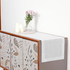 D'Moksha Homes Linen White Table Runner 132 Inches Long - 100% Pure Linen Extra Long Table Runner 14 x 132 Inch for Fall, Autumn and Halloween - Classic Hemstitch