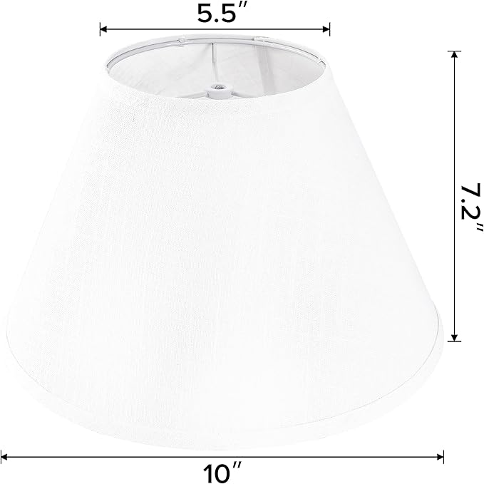 GO&SO White Texture Lamp Shades Set of 2,Small Barrel Lampshade for Table and Small Floor Lamp, 5.5'' Top x 10'' Bottom x 7.2'' Height, Natural Linen Handcrafted, Spider Fitting,2 Pack,Easy Assembly