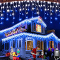 648 LED 66FT Christmas Lights 144 Drops, Outdoor Hanging light with 8 Modes & Timer, Plug in Curtain String Light Outdoor Waterproof for Holiday Wedding Party House Tree Outside Decor (Blue & White)