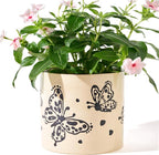 5 Inch Ceramic Plant Pots with Drainage Holes, Small Round Flower Pots for Indoor Plant, Unique Animal Flower Planters (Butterfly)