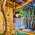 KNONEW Christmas String Lights Indoor Plug in,50FT 150LED Outdoor Waterproof Fairy Lights,8 Lighting Modes,Timer Memory Function for Bedroom Patio Balcony Party (Warm White)