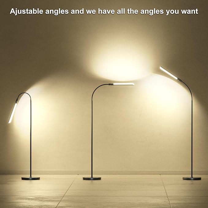 Floor Lamp, 18W Super Bright Floor Lamps for Living Room,Gooseneck Tall Standing Lamp with Remote and Switch Control for Stepless Dimmer & Temperatures, Eye Caring Reading Light for Bedroom Office