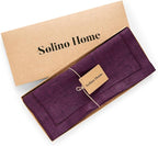 Solino Home Linen Table Runner 108 Inches Long - Milan Hemstitch 100% Pure Linen Grape Dining Table Runner 14 x 108 Inch for Fall, Autumn, Halloween, Thanksgiving, Christmas