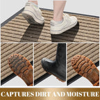 Yimobra Front Door Mat Outdoor Indoor Entrance, 100% Waterproof All-Season All Weather Doormat, Welcome Matt Outside Entry, Non Slip, Low Profile, Heavy Duty Patio Porch Floor Mats,47 x 32,Khaki