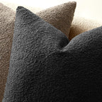ANRODUO Pack of 2 Textured Boucle Throw Pillow Covers Soft Black Decorative Accent Solid Pillow Cases Cozy Modern Couch Cushion Case for Chair Sofa Bedroom Living Room Home Decor, 20 x 20 Inch