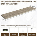 55 Inch Floating Shelves, 12 Inch Deep Floating Shelves for Wall, Floating Shelf with Invisible Brackets, Deep Shelves for Bathroom, Bedroom, Living Room, 1 Pack, Grey