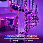 Vivideal 200 LED Halloween Lights Outdoor Waterproof 66ft Purple String Lights Clear Wire with 8 Modes Plug in Purple Christmas Light for Tree Party Halloween Decorations
