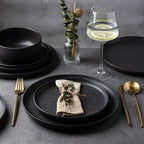 AmorArc Ceramic Dinner Salad Plates Set of 6, Wavy Rim 8.5 Inch Dish Set, The Dessert,Salad, Appetizer, Small Dinner etc Plate,Microwave, Dishwasher Safe, Scratch Resistant - Matte Speckled