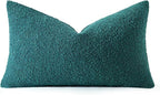 MIULEE Textured Boucle Throw Pillow Cover Teal Accent Solid Lumbar Spring Pillow Case Decorative Soft Pack of 1 Couch Cushion Chair Sofa Bedroom Livingroom Home Decor,12x20 Inch