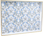 Rectangle Serving Tray with Handles, Coffee Table Tray for Ottoman, Organizer Vanity Tray for Living Room, Outdoor Tray for Patio Entertaining, Serving reakfast Kitchen Platter LEE3040BLH