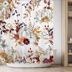 Funnytree 72"x72" Autumn Boho Pumpkins Watercolor Floral Leaves Rustic Fall Thanksgiving Harvest Farmhouse Shower Curtain for Bathroom Decor Machine Washable (Hooks Not Included)