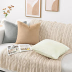 Pallene Faux Fur Plush Throw Pillow Covers 16x16 Set of 2, Soft Fluffy Couch Pillow Covers for Living Room, Cream White