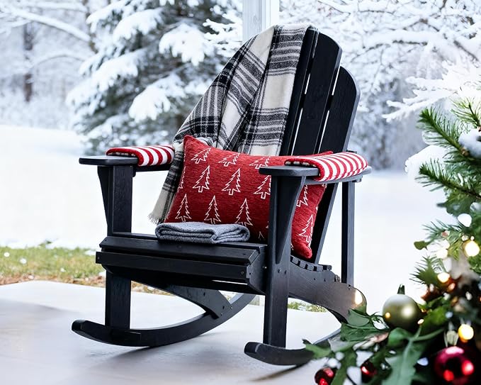 2 Pack Chenille Christmas Pillow Covers 12x20, Red Double-Sided Snowflake & Christmas Tree, Cozy Farmhouse Holiday Cushion Case, Decorative Throw Pillowcase for Sofa Couch Bed(Red,12x20)