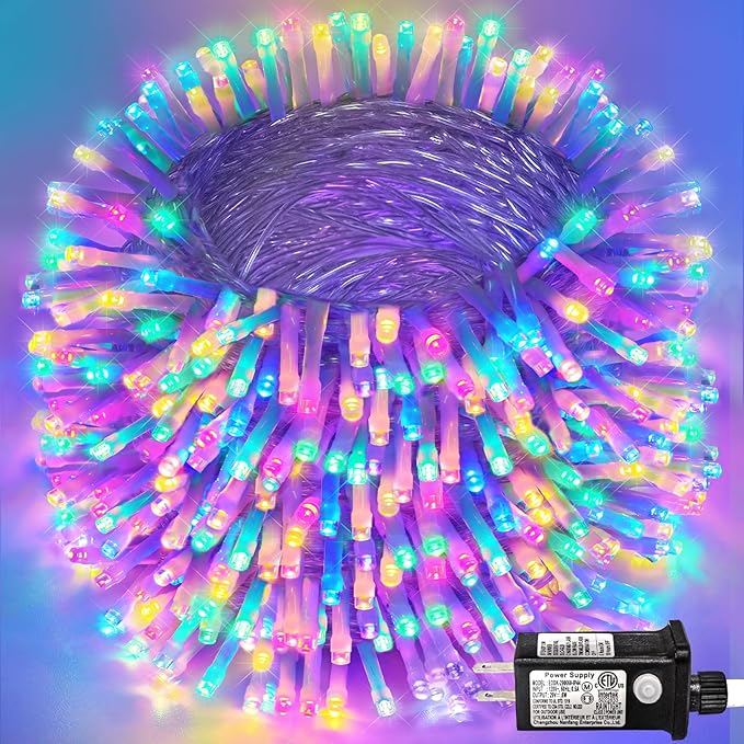 800 LED Christmas Lights Outdoor Waterproof 262ft String Lights Indoor 8 Modes Clear Wire, Plug in Colorful Twinkle Fairy Light for Bedroom Wedding Party Christmas Tree Decorations