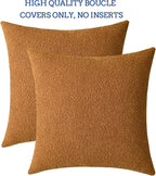 Jeneoo Amber Yellow Decorative Square Thick Throw Pillow Covers Fine Textured Boucle Couch Cushion Case for Sofa Decor, Set of 2, 20 x 20 Inch