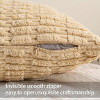 Corduroy Decorative Throw Pillow Covers 14x36 Inch Soft Striped Pillow Covers Modern Farmhouse Home Decor for Sofa Living Room Couch Bed（Beige）