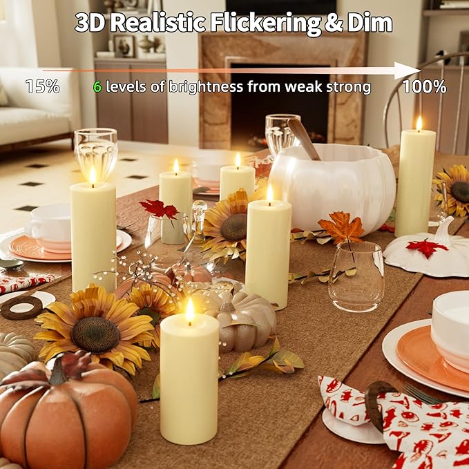 Outdoor Candles with Timer Waterproof: Set of 8 2.2''×4'' 5'' 6'' 7'' Flameless LED Pillar Candles with Remote Battery Candles Flicking Ivory for Fireplace Halloween Patio Centerpieces