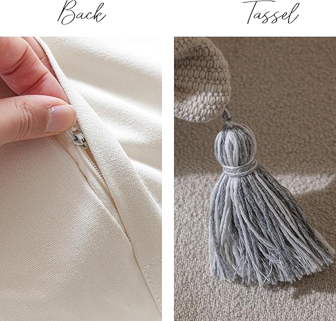 BlissBlush Large Body Pillow Cover for Bed 20x54 Gray Boho Accent Oversized Long Pillowcase for Bedroom Neutral White Decorative Cushion Farmhouse Home Décor (Cover ONLY, Pack of 1)