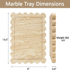 Genuine Travertine Scalloped Marble Tray, Real Natural Marble Stone Trays, Luxury Decorative Trays for Bathroom, Dresser, Vanity, Kitchen, Home Decor, 10.6" x 8", Travertine Beige