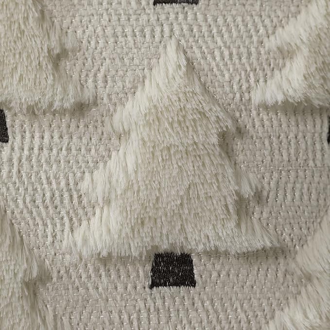 Christmas Pillow Covers 18x18 inch Set of 2 Christmas Decorations Soft Plush Faux Fur Wool Cream White Xmas Tree Throw Pillow Cases Winter Holiday Decor for Sofa Living Room PT-002D18