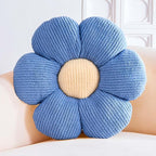 Blue Flower Decorative Throw Pillows, Cute Daisy Shaped Plush Aesthetic Pillow, Soft 14.9" Floor Seat Cushion