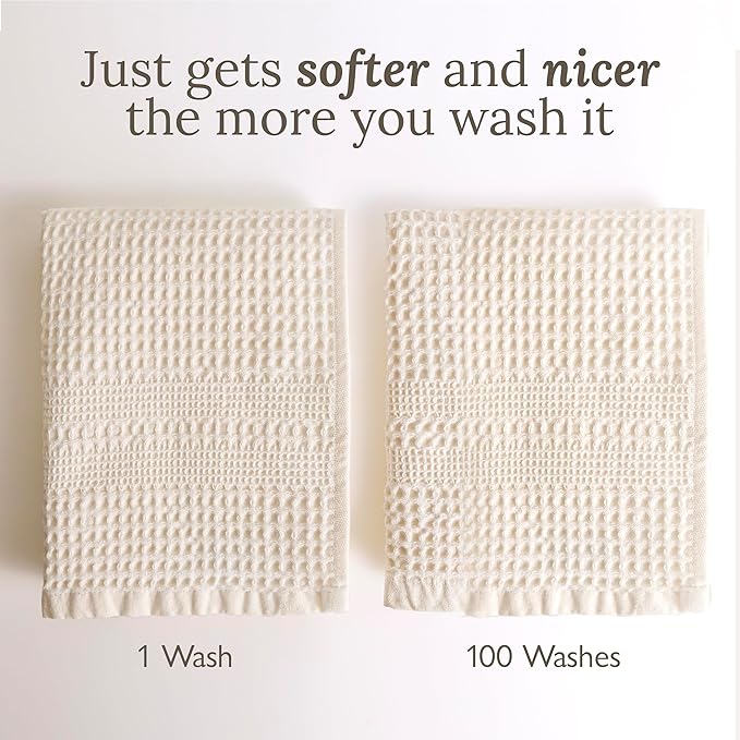 GILDEN TREE Waffle Hand Towels for Bathroom Quick Dry Towel Super Absorbent Thin 100% Cotton Hand Towels Lint Free, Hand Towels for Bathroom Set of 2, Classic Style (Pewter)