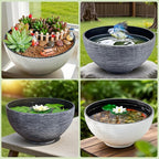 charmshine17.7inch Large Lotus Bowl Planter Garden Water Plant Pot Bird Bath Bowl Landscaping Planter Water Lily Pots for Outdoor Indoor Planting in Water Small Fountain Base Mini Fish Pond (Grey)