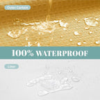 Gold No Hook Waffle Weave Shower Curtain with snap-in Liner Replacement, 230GSM Waterproof Fabric Hotel Shower Curtain Set for Bathroom, Through Mesh Top Window,71Wx74H