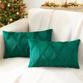 decorUhome Christmas Throw Pillow Covers 12x20 Inch Set of 2, Soft Plush Faux Fur Wool Lumbar Green Couch Pillow Covers, Decorative Neutral Pillow Cases for Bed Sofa Living Room Home Decor