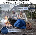 Waterproof Outdoor Blanket 82”X 55” Packable, Stadium Blankets for Camping with Sherpa Fleece Lining, Large Windproof Emergency Mat for Garss Picnic Hiking Road Trip, Machine Washable, Navy 300GSM