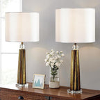 Silver-White Drum Lamp Shades Set of 2 Large Lampshade 16``Top x 16``Bottom x 12``High(Spider) Modern Lamp Shade for Table and Bedside Lamp - Lampshade Replacement ampshade