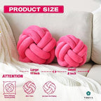 Knot Pillow Ball, Soft Home Decorative Throw Pillows Cushion, Round Changeability Knotted Pillows, Modern Home Handmade Cushions for Bedroom, Sofa, Couch (8 Inch, Hot Pink)