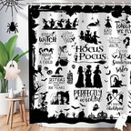 Metawu Halloween Shower Curtain Witch Shower Curtains Sets Witch Bat Spider Web Bathroom Curtain Waterproof Bathtubs Curtain 72"×72" with 12 Hooks Bathroom Decoration