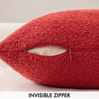 MIULEE 18x18 Inch Christmas Decorative Pillow Covers for Couch Bed Set of 2 Textured Boucle Neutral Winter Throw Pillows Red Accent Solid Cushion Pillowcases Sofa Livingroom Home Decor