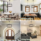 Black Chandelier, Dining Room Light Fixture Geometric Metal Modern Industrial Chandelier Lighting for Farmhouse Living Room Entryway Kitchen (E12 Bulbs Not Included, 6 Light, Black Gold)