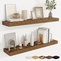 fuqing Floating Shelves for Wall, Wall Mounted Wood Floating Shelf with Invisible Brackets for Living Room, Bathroom, Bedroom, Kitchen Storage and Decor, 36 Inch Set of 2, Rustic Brown