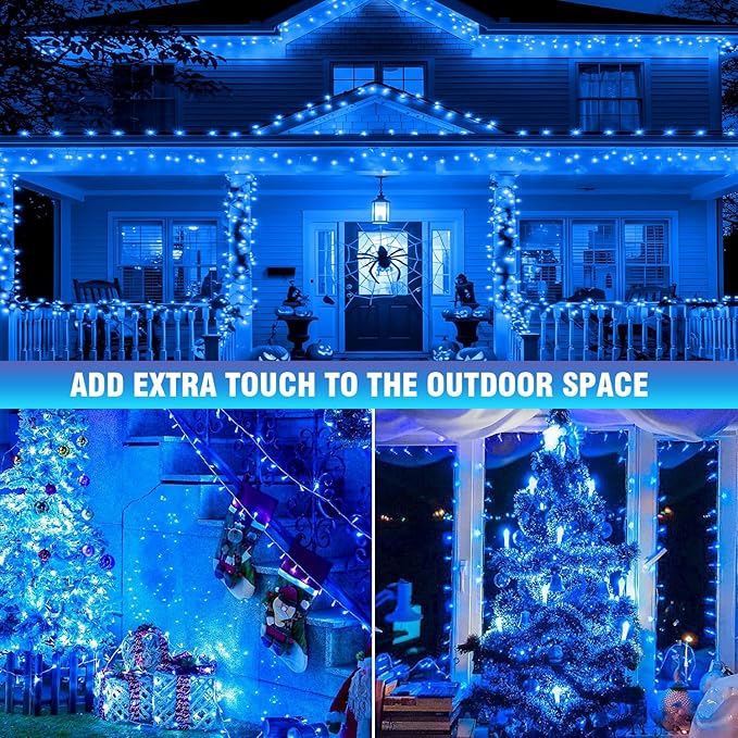 70FT with 210 LEDs – Designed with 210 LEDs on a 70FT Strand, These Lights Create a Dazzling Blue Glow That’s Ideal for Wrapping Trees, Decorating Windows, Stair Rails, or patios(Blue)