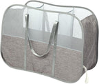 Collapsible Laundry Baskets with 3 Compartment, 150L Tear-proof Pop Up Hamper, Foldable Laundry Basket with Tote Handles, Dirty Clothes Hamper for Laundry, Bedroom, Bathroom, Dorm Grey