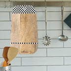 Mango Wood Oval Cutting Board Chopping Board, Cheese Board, and Charcuterie - Decorative Wooden Serving Board for Kitchen and Dining Room (Checkered Oval, 14x8 Inches)