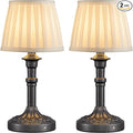 KDG Cordless Portables Table Lamp Set of 2, LED Fabric Shade Small Desk Lamps, 4000mAh Battery Powered Lighting, 2700K Stepless Dimmable Light for Living Room, Dining Room, Bedroom (Mottled Silver)