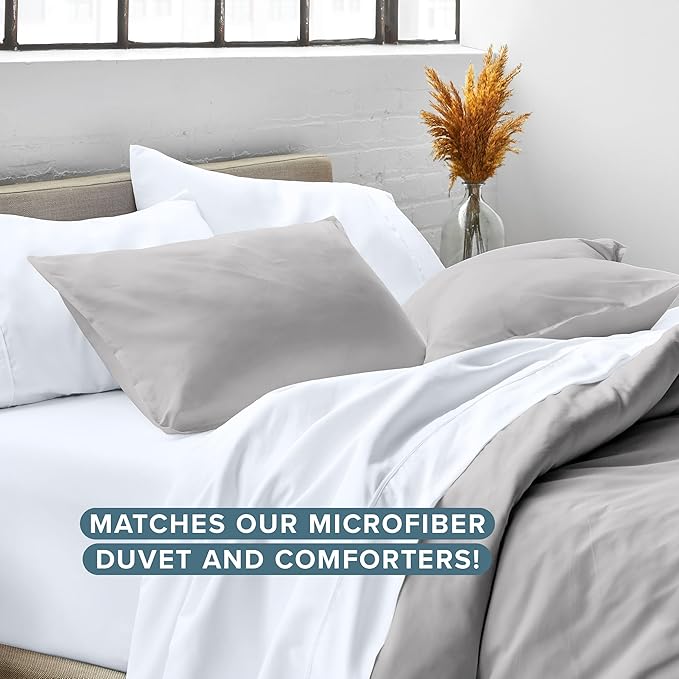 Bare Home Standard Pillow Sham Covers - Set of 2 - Premium 1800 Ultra-Soft Microfiber - Double Brushed - Stain & Fade Resistant - Bed Pillow Shams - Pillows Not Included (Set of 2, Light Grey)