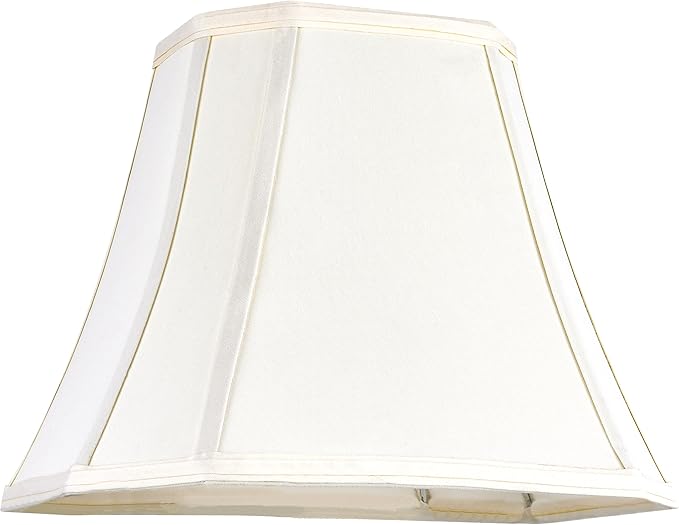 GO&SO Square Cut Corner Lampshade Spider, 8x14x11 Inch Medium Beige Cream Table Lamp Shade,Natural Fabric Easy Assembly (Single), Modern Lamp shade for Floor Lamps Replac Bedroom Lamp Decor