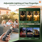 addlon 198FT(192+6) Solar String Lights Outdoor Waterproof - 60+4 LED Shatterproof Bulbs, 3 Modes, 8H Timeable, Dimmable, Outdoor Lights Solar Powered Patio Lights with Remote for Outside Porch Garden