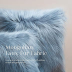Phantoscope Pack of 2 Faux Fur Throw Pillow Covers Cushion Covers Luxury Soft Decorative Pillowcase Fuzzy Pillow Covers for Bed/Couch, Dusty Blue 12 x 20 Inches