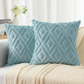 Pallene Light Teal Throw Pillow Covers 22x22 Set of 2, Soft Plush Faux Fur Decorative Couch Pillow Covers for Sofa Bed Living Room Pillow Cases with 3D Diamond Pattern